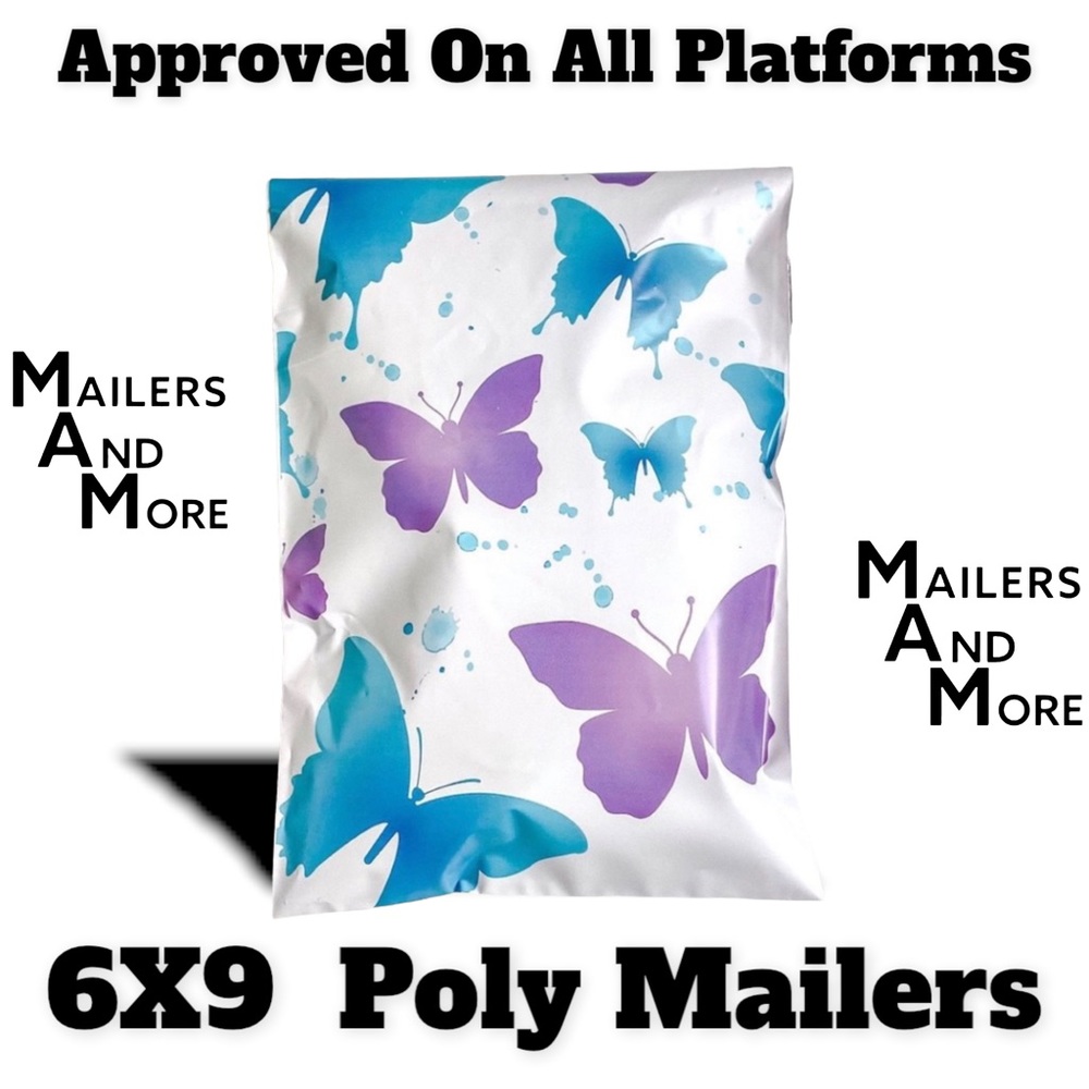 50 6X9 Poly Mailers Butterfly Flat Shipping Envelopes PRICE IS FIRM - Picture 2 of 7